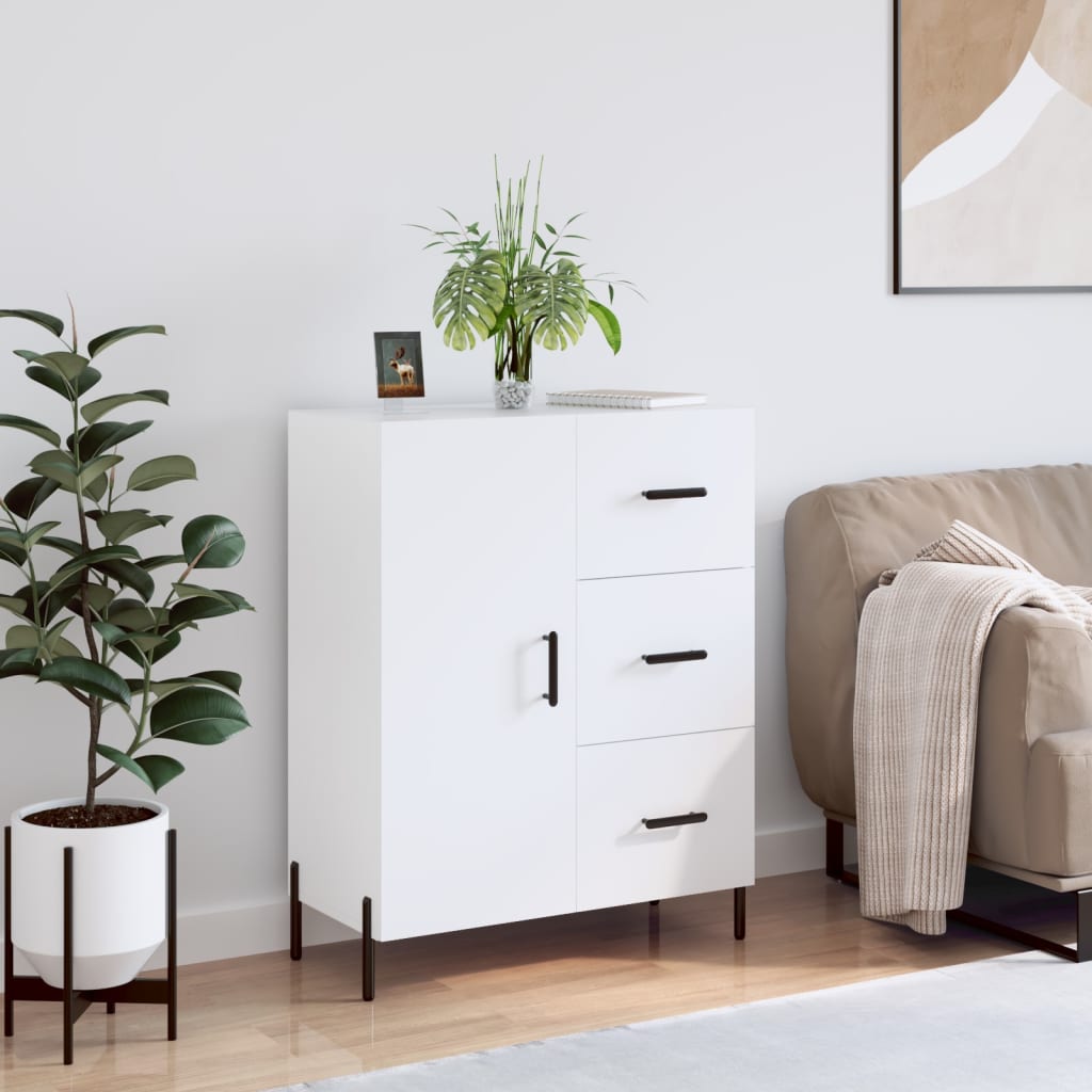 skænk 69,5x34x90 cm konstrueret træ hvid højglans