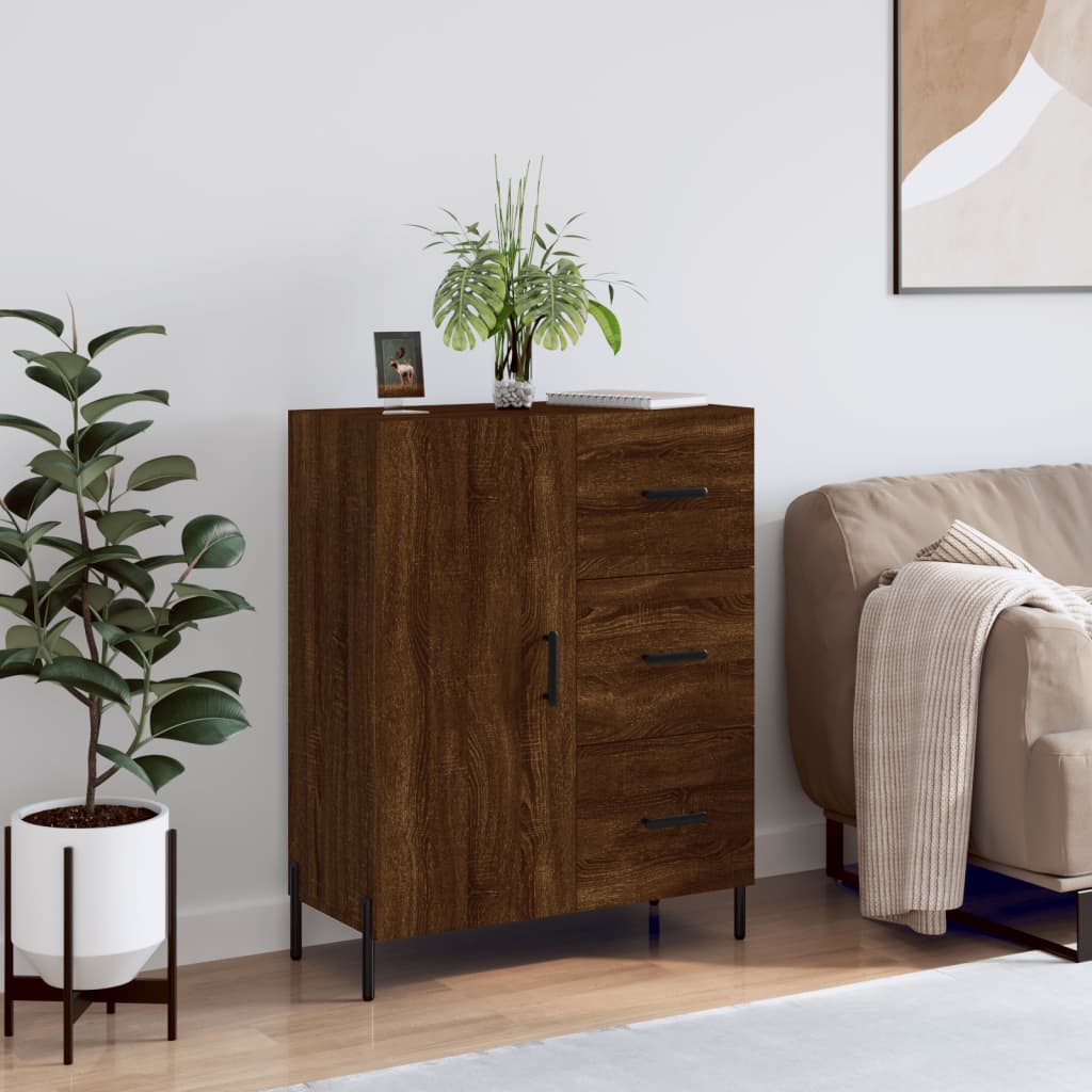 skænk 69,5x34x90 cm konstrueret træ brun egetræsfarve
