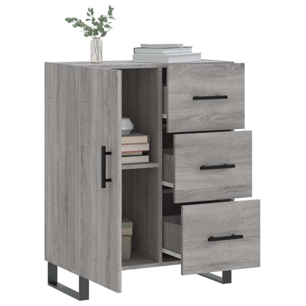 skænk 69,5x34x90 cm konstrueret træ grå sonoma-eg