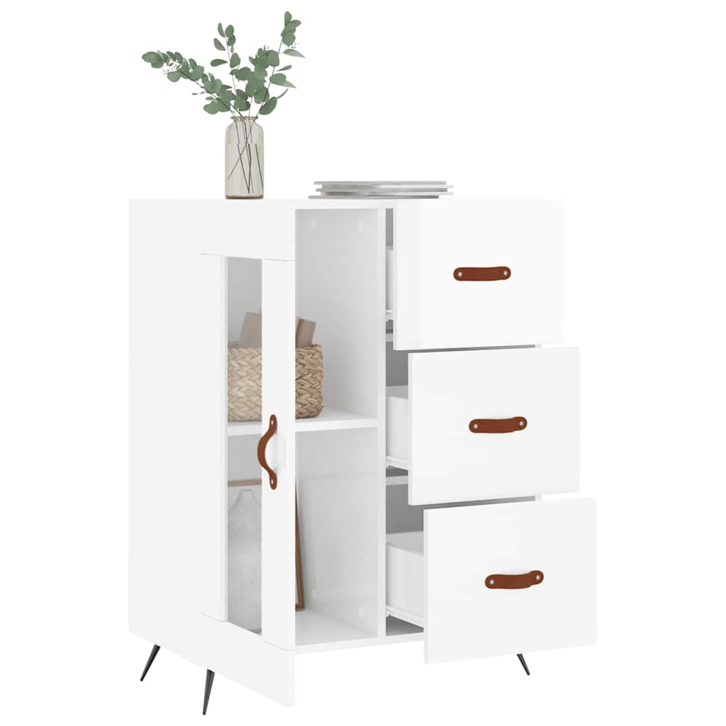 skænk 69,5x34x90 cm konstrueret træ hvid højglans