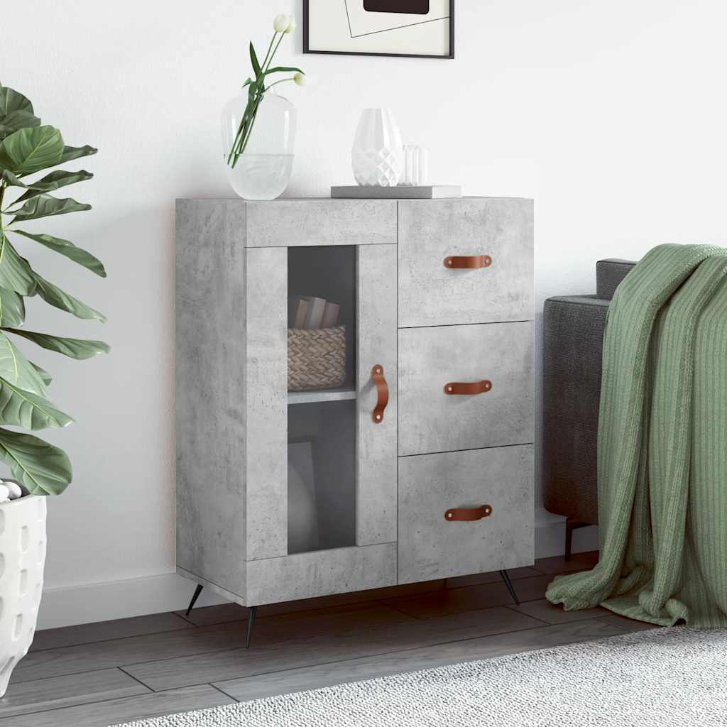 skænk 69,5x34x90 cm konstrueret træ betongrå