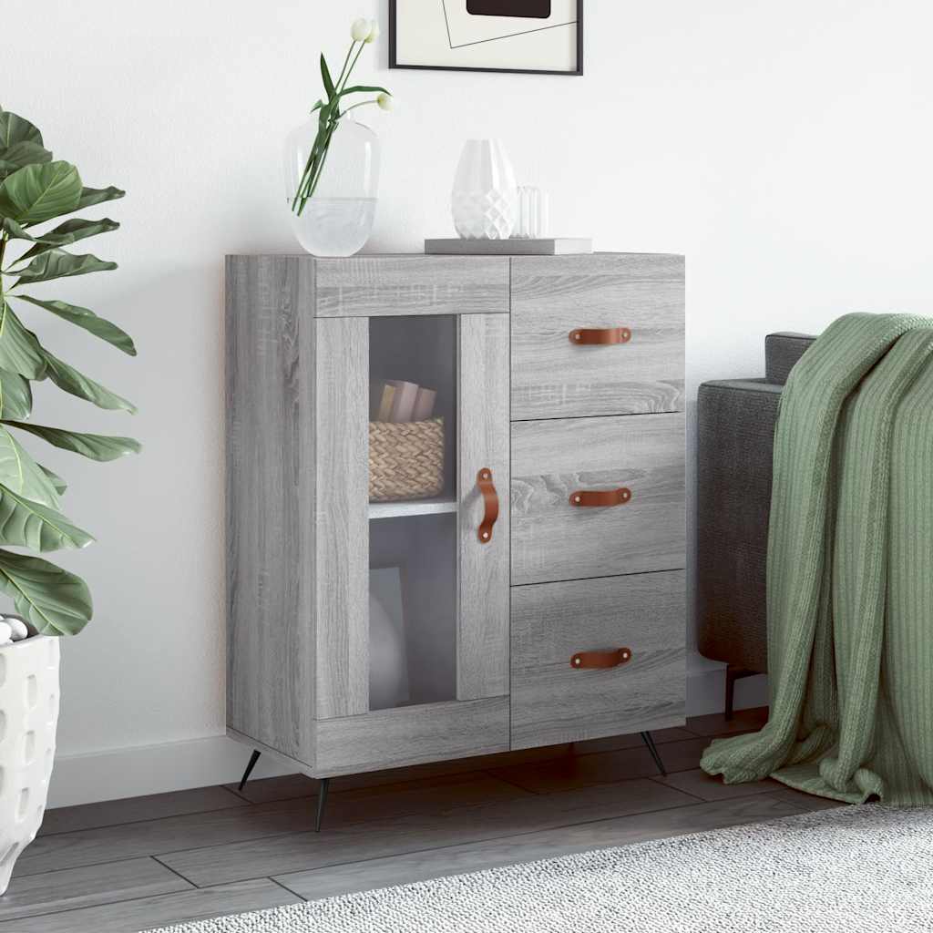 skænk 69,5x34x90 cm konstrueret træ grå sonoma-eg