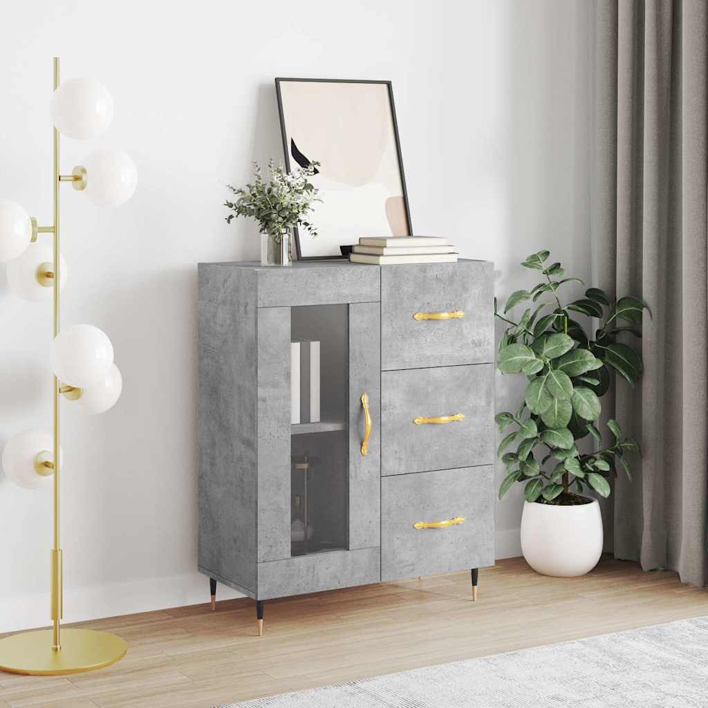 skænk 69,5x34x90 cm konstrueret træ betongrå