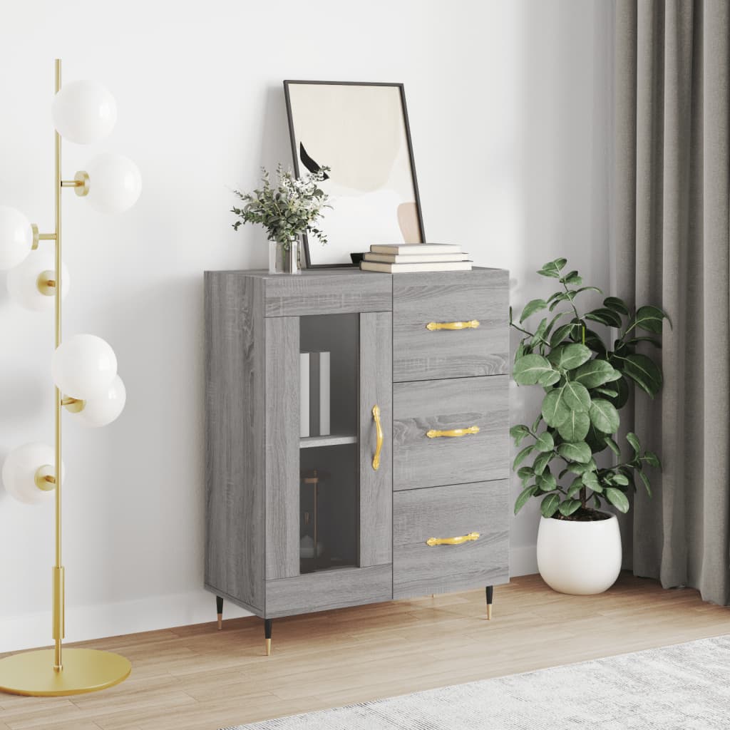 skænk 69,5x34x90 cm konstrueret træ grå sonoma-eg