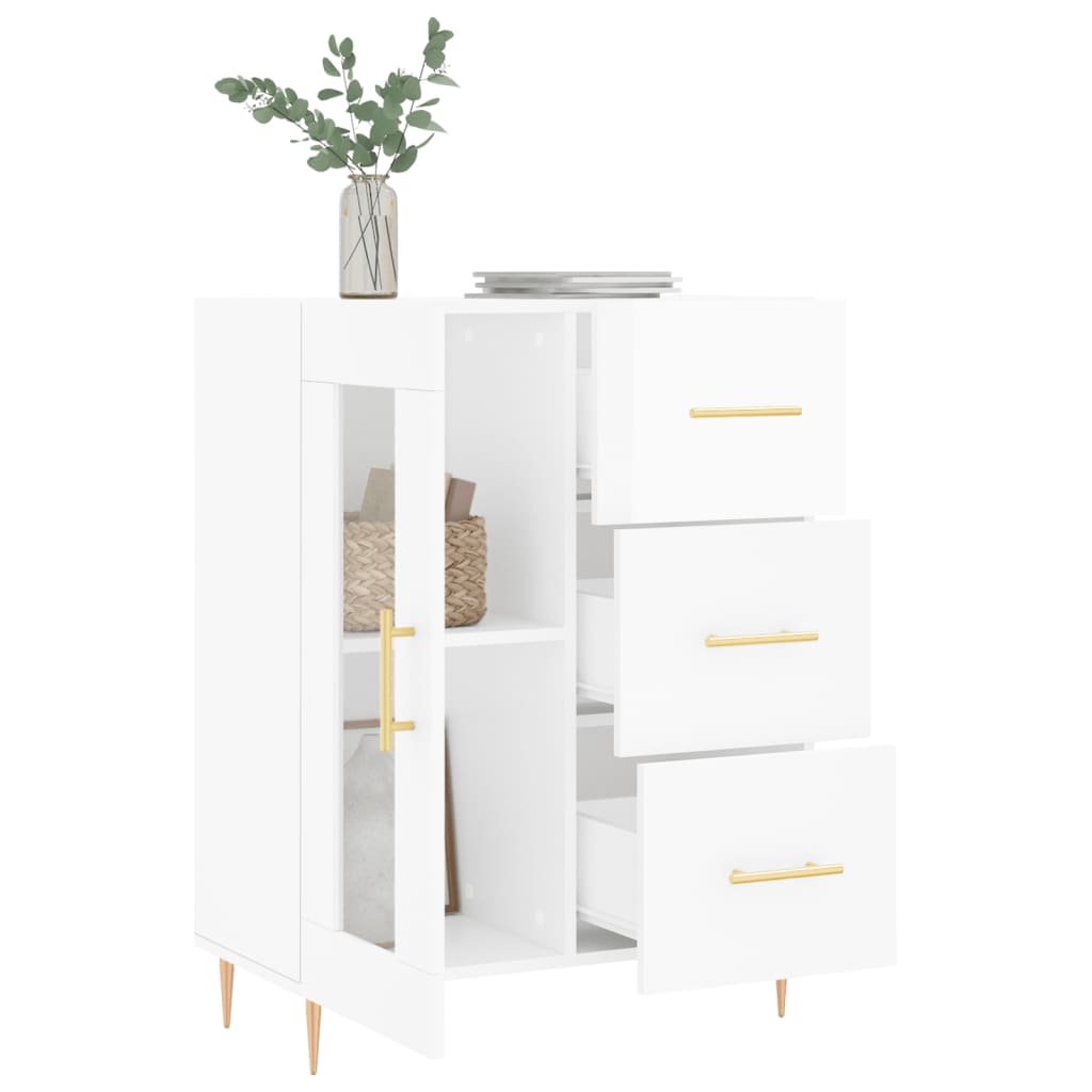 skænk 69,5x34x90 cm konstrueret træ hvid højglans