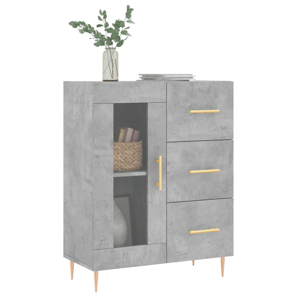 skænk 69,5x34x90 cm konstrueret træ betongrå