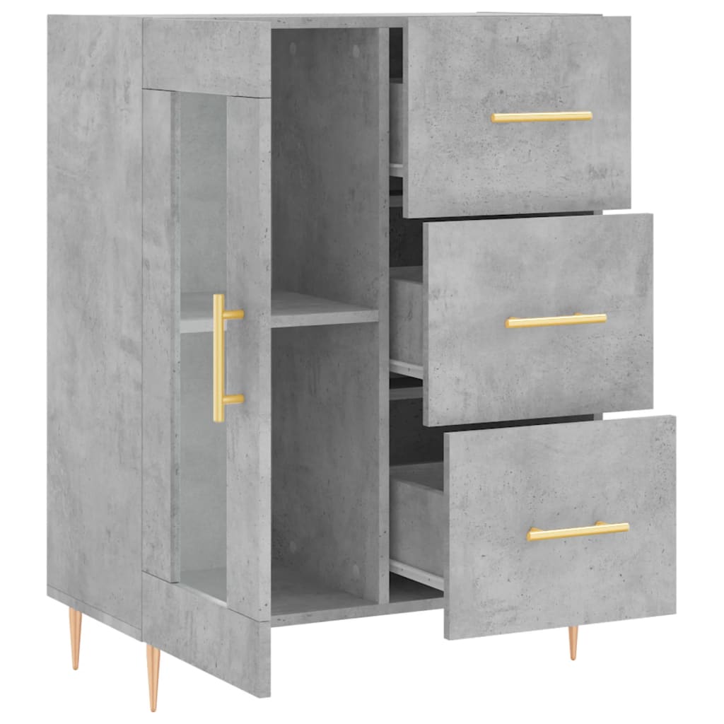 skænk 69,5x34x90 cm konstrueret træ betongrå