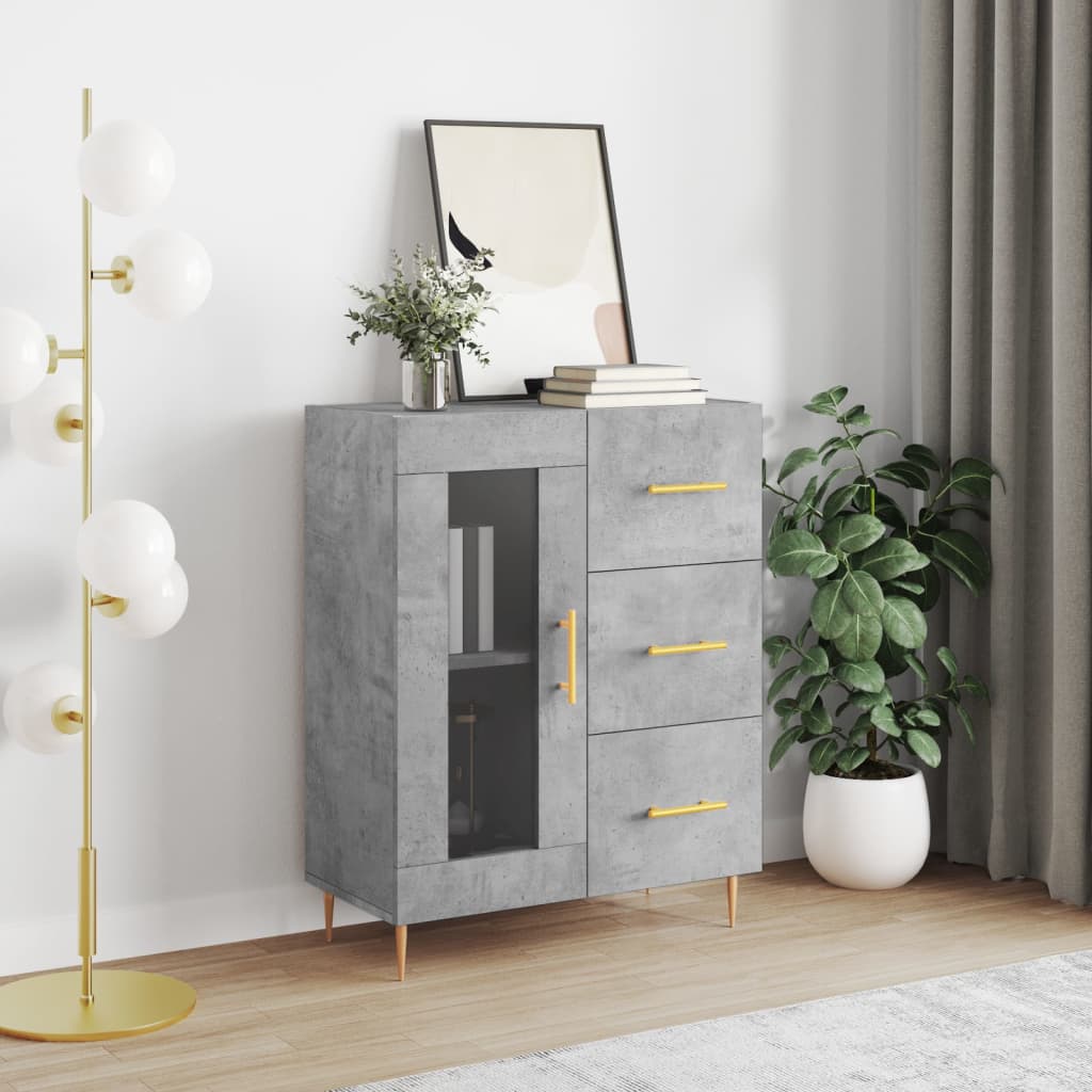 skænk 69,5x34x90 cm konstrueret træ betongrå