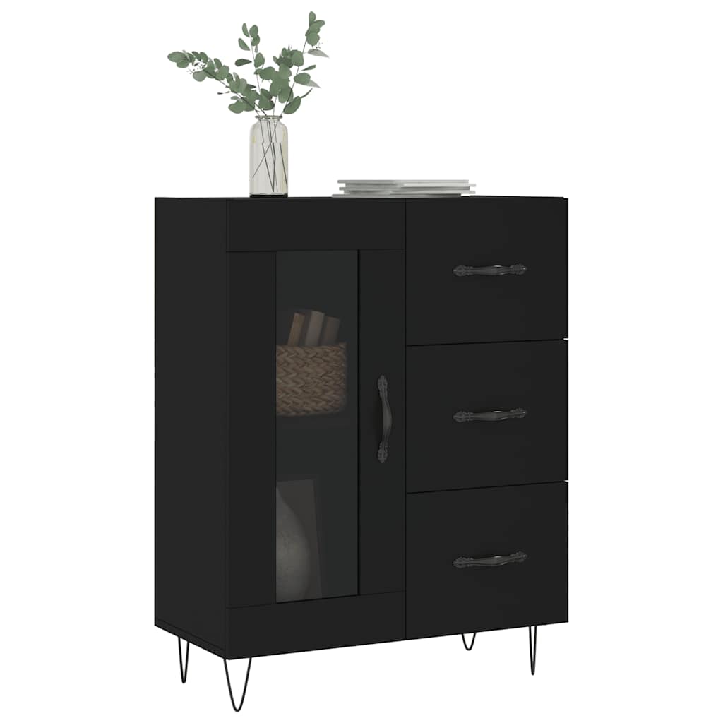 skænk 69,5x34x90 cm konstrueret træ sort
