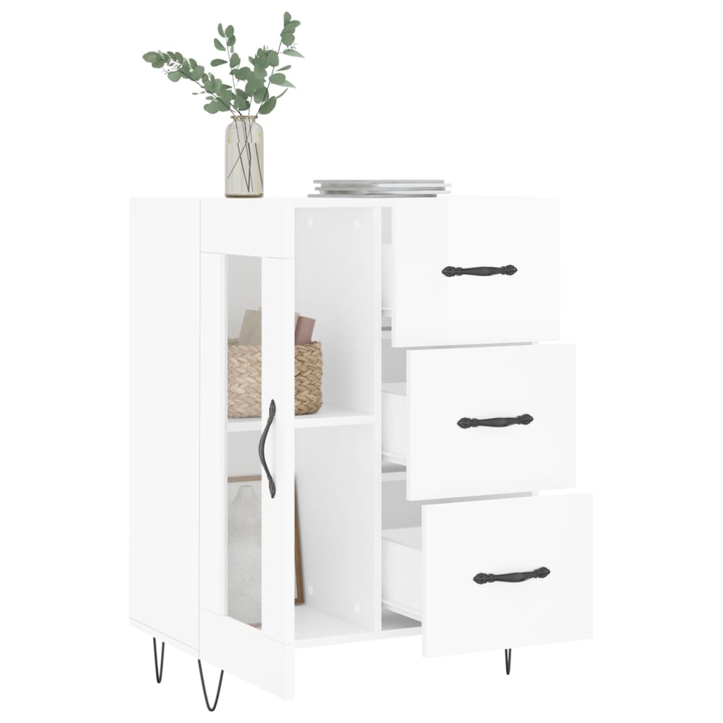 skænk 69,5x34x90 cm konstrueret træ hvid højglans