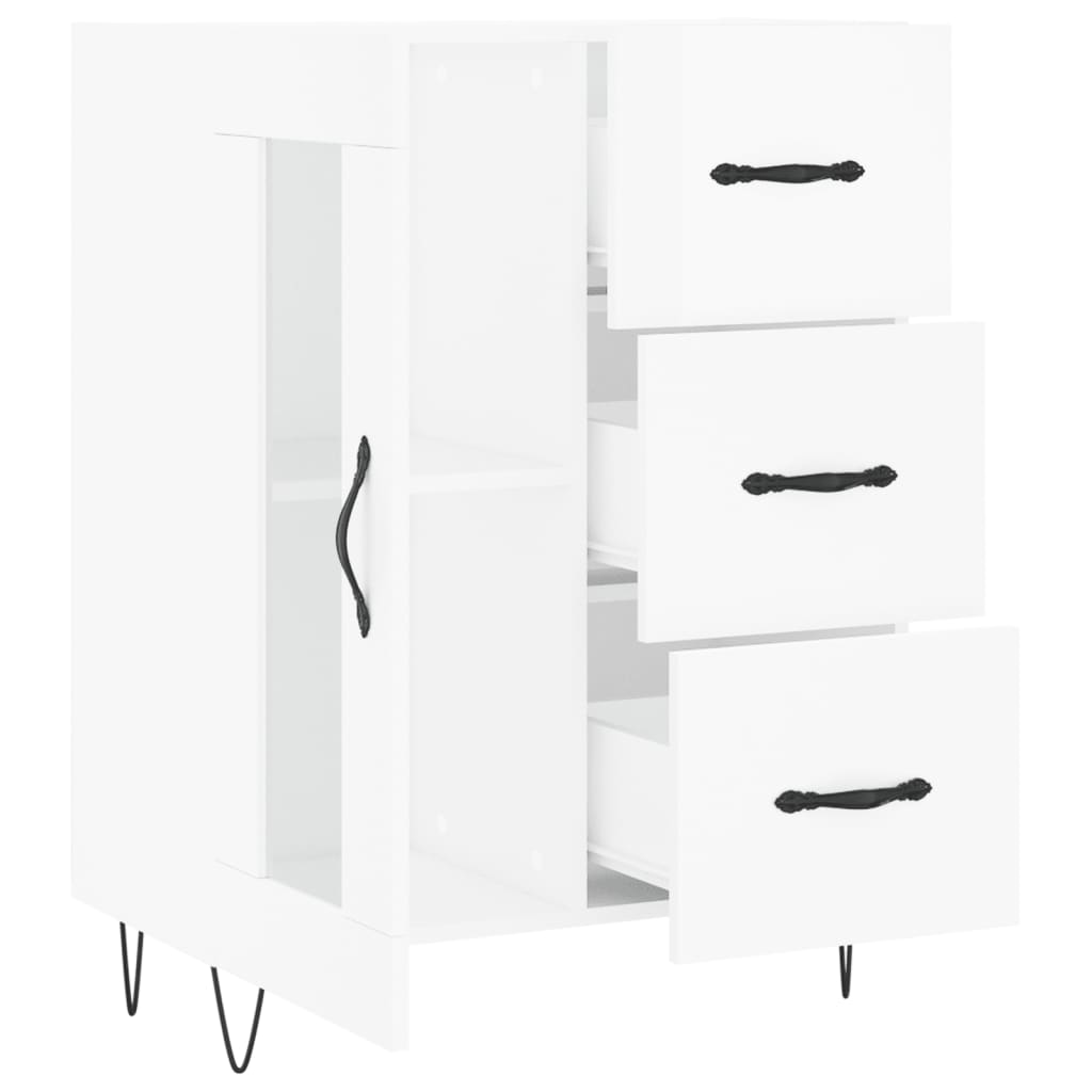 skænk 69,5x34x90 cm konstrueret træ hvid højglans