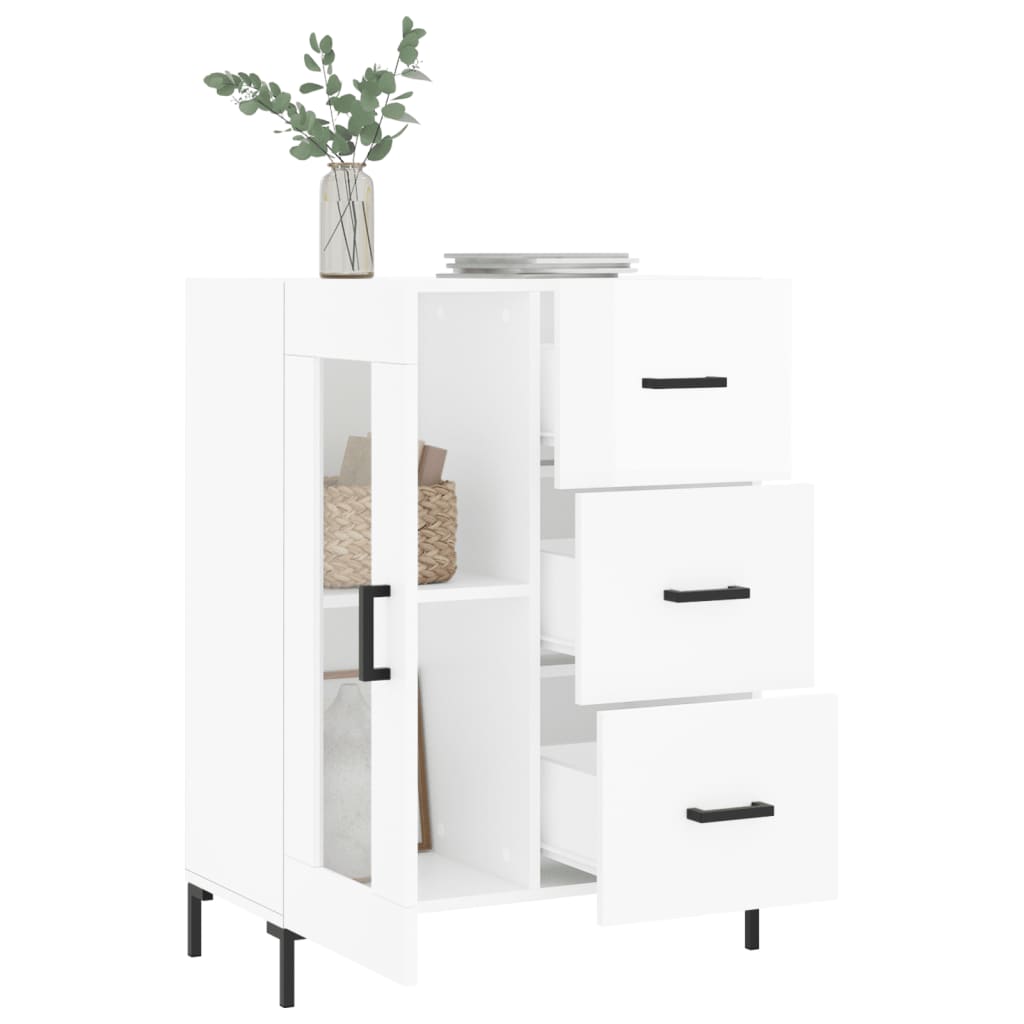 skænk 69,5x34x90 cm konstrueret træ hvid højglans