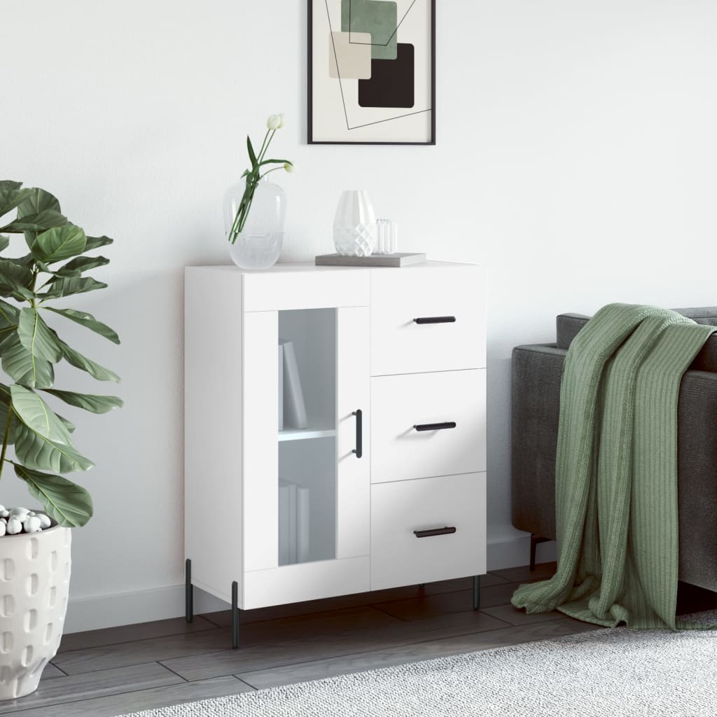 skænk 69,5x34x90 cm konstrueret træ hvid