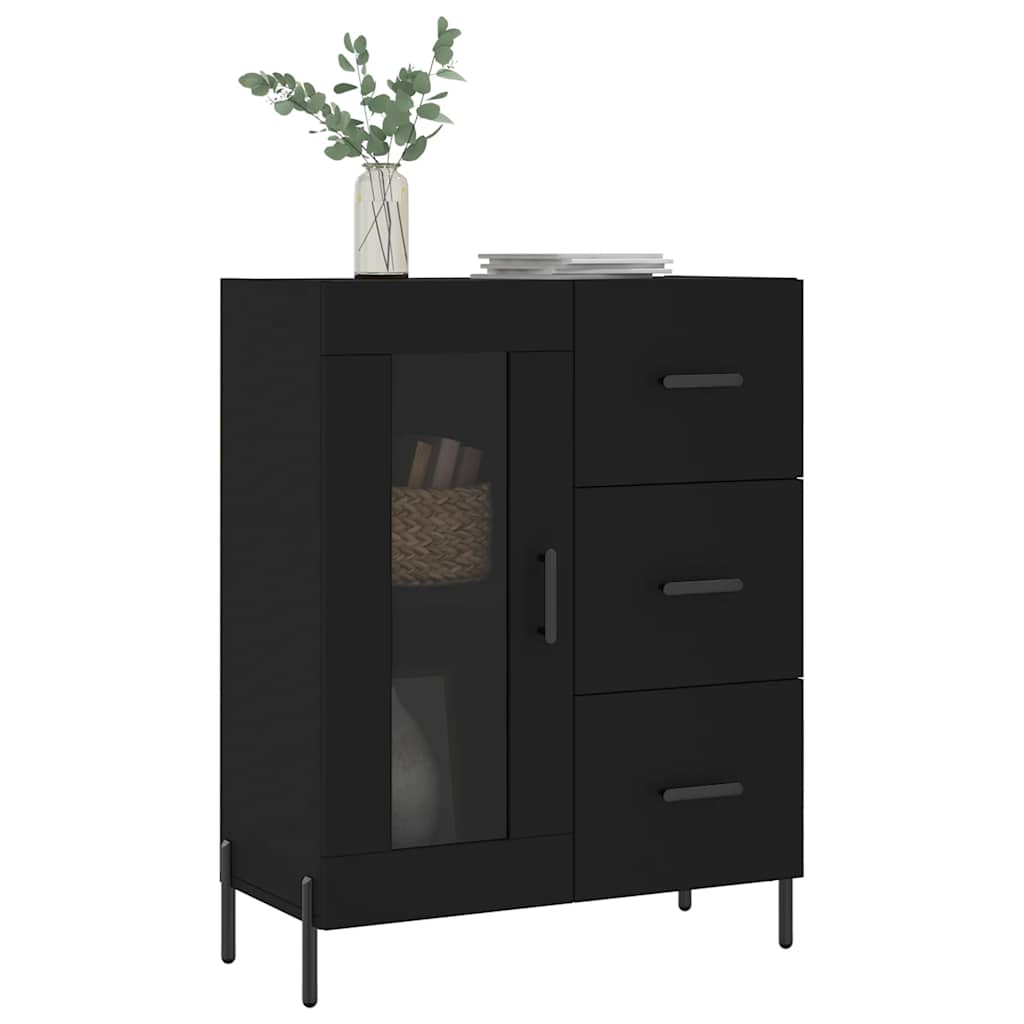 skænk 69,5x34x90 cm konstrueret træ sort