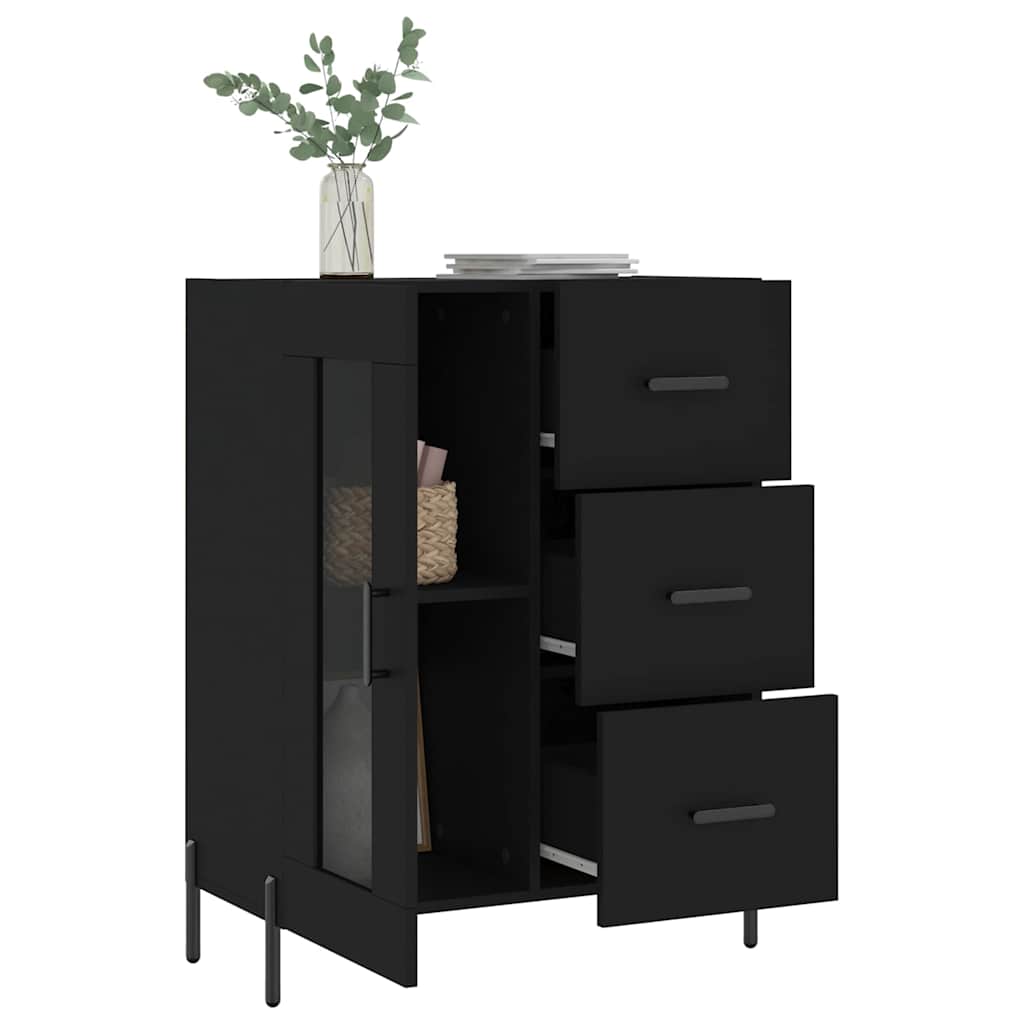 skænk 69,5x34x90 cm konstrueret træ sort