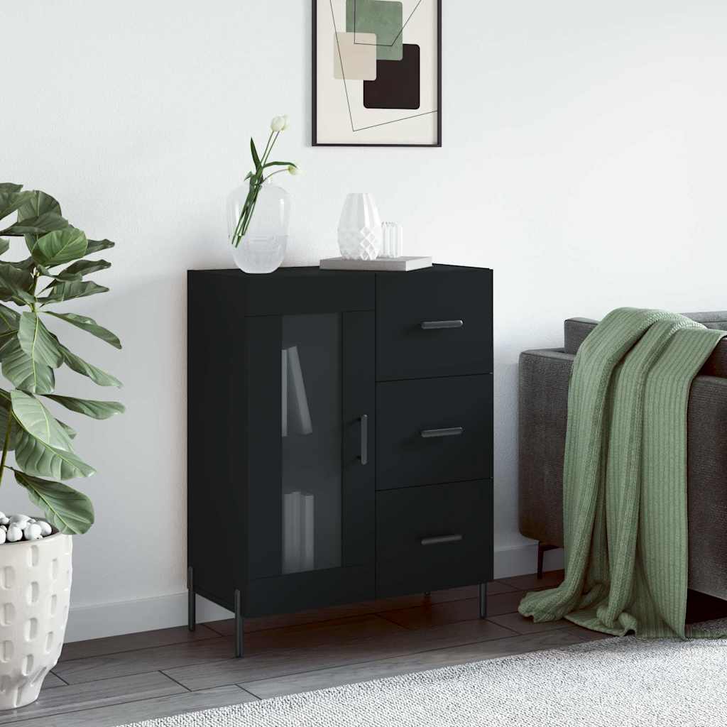 skænk 69,5x34x90 cm konstrueret træ sort