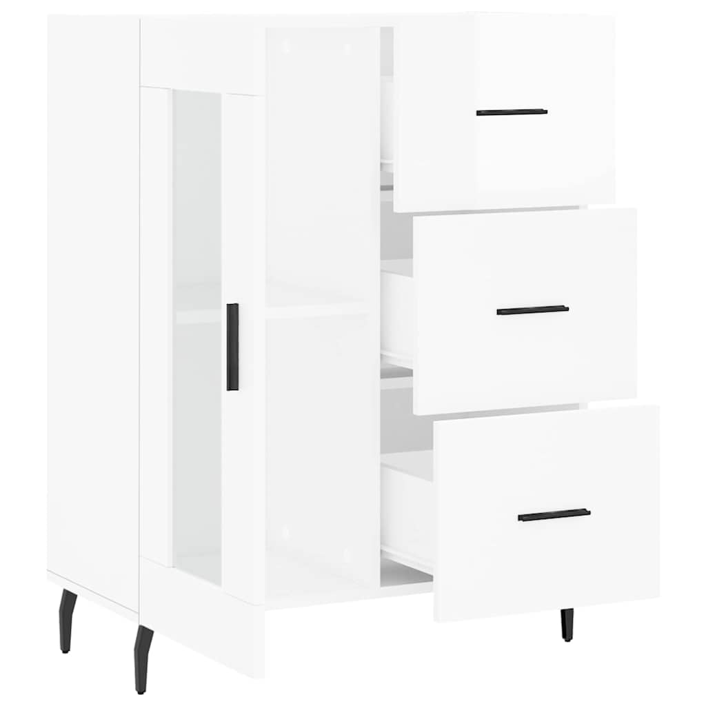 skænk 69,5x34x90 cm konstrueret træ hvid højglans
