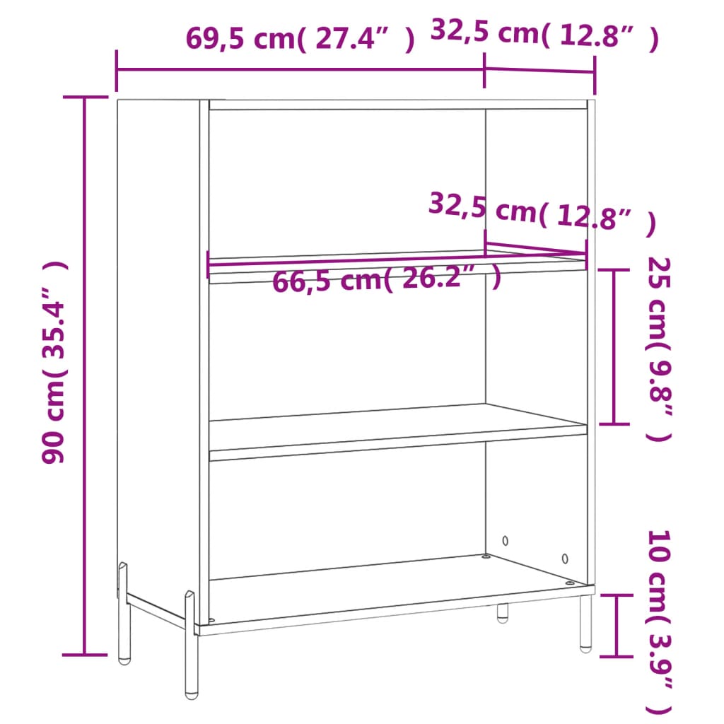 skab 69,5x32,5x90 cm konstrueret træ hvid højglans