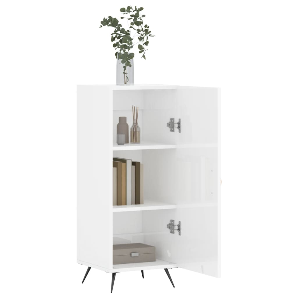 skænk 34,5x34x90 cm konstrueret træ hvid højglans