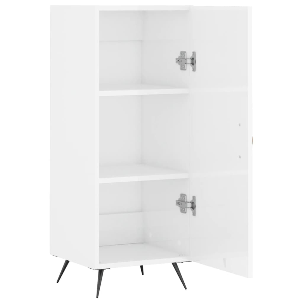skænk 34,5x34x90 cm konstrueret træ hvid højglans