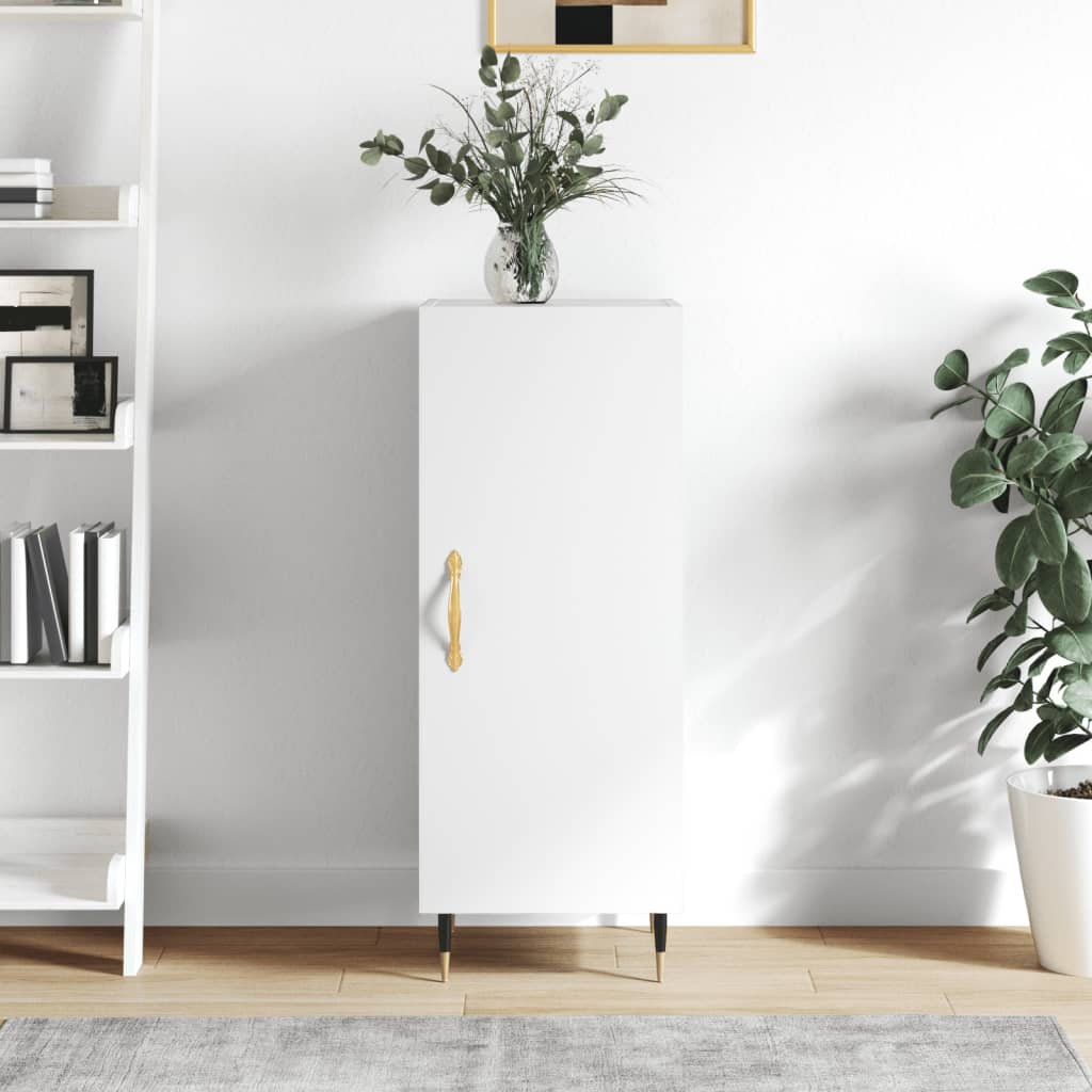 skænk 34,5x34x90 cm konstrueret træ hvid højglans
