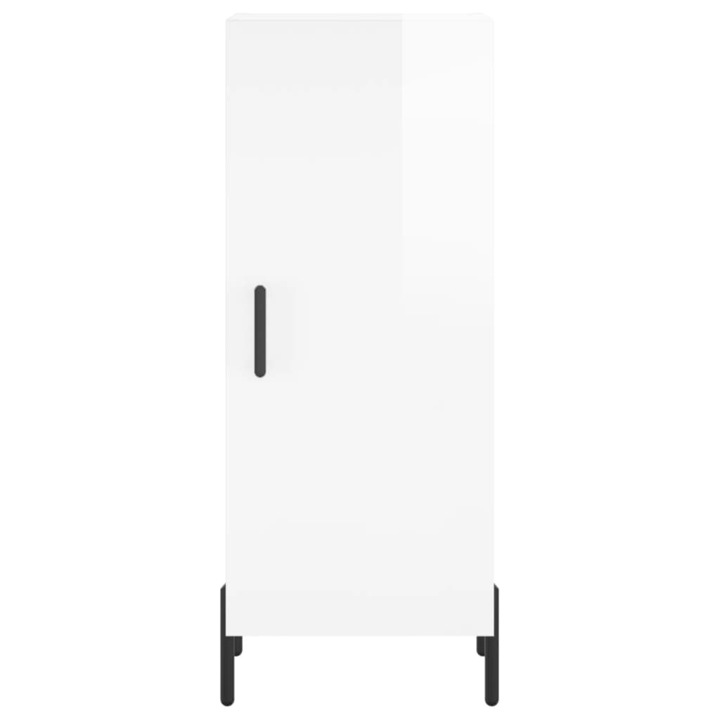 skænk 34,5x34x90 cm konstrueret træ hvid højglans