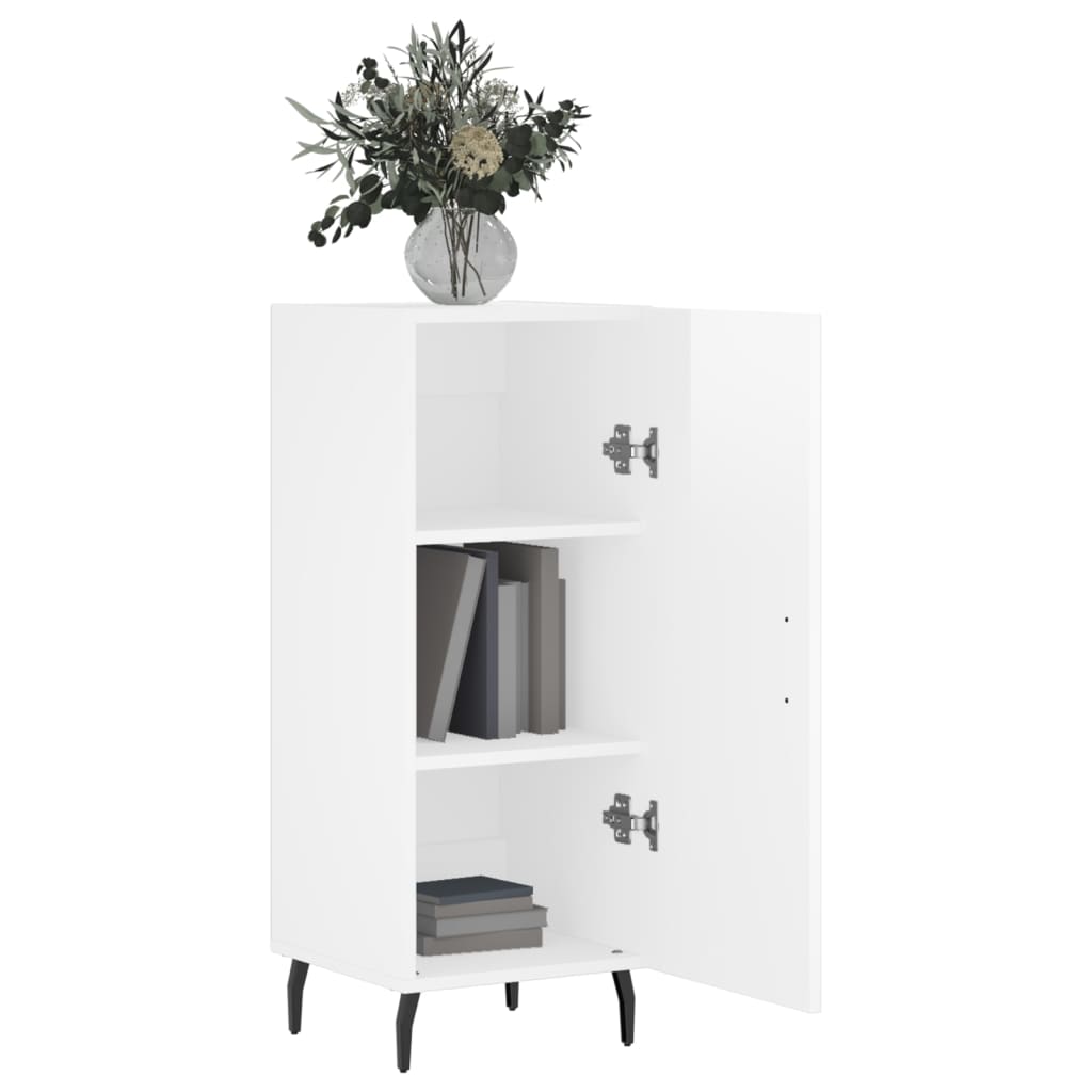 skænk 34,5x34x90 cm konstrueret træ hvid højglans