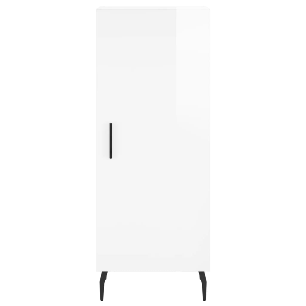 skænk 34,5x34x90 cm konstrueret træ hvid højglans