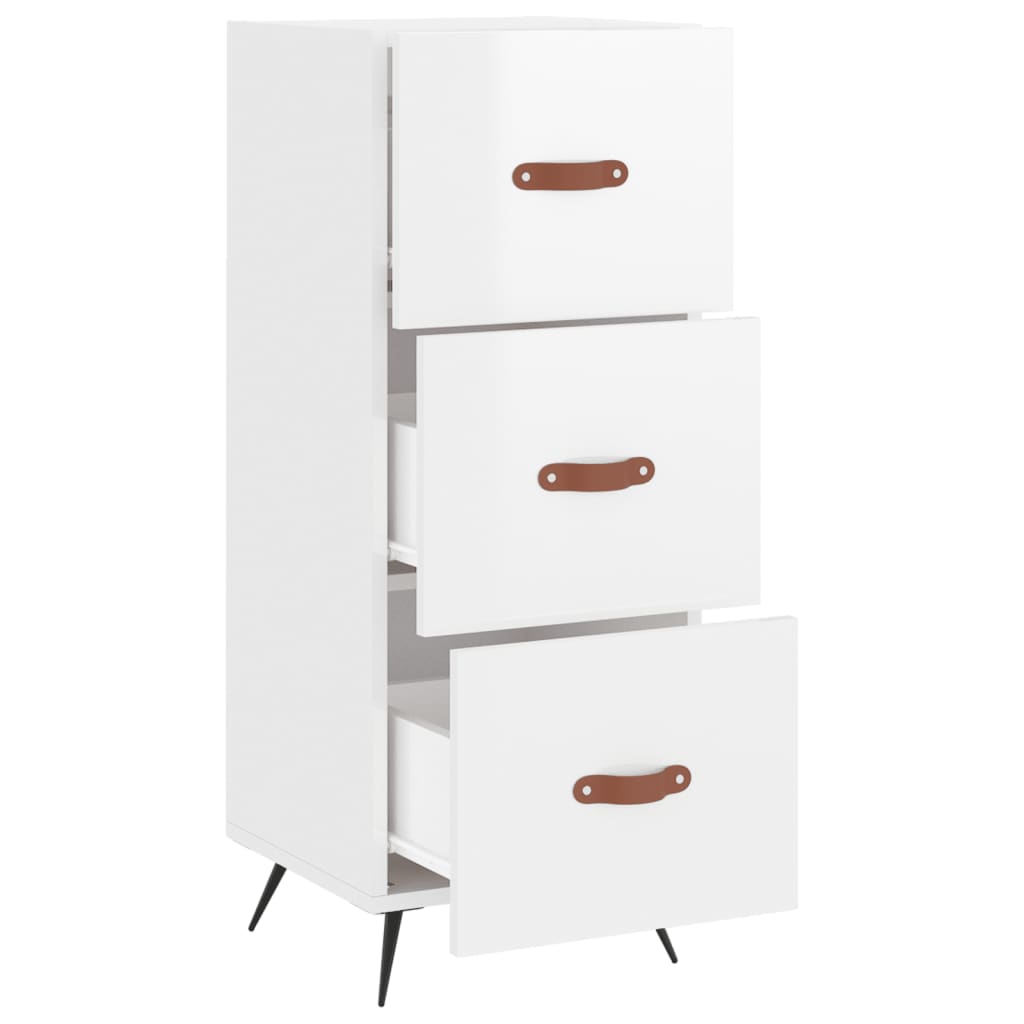 skænk 34,5x34x90 cm konstrueret træ hvid højglans