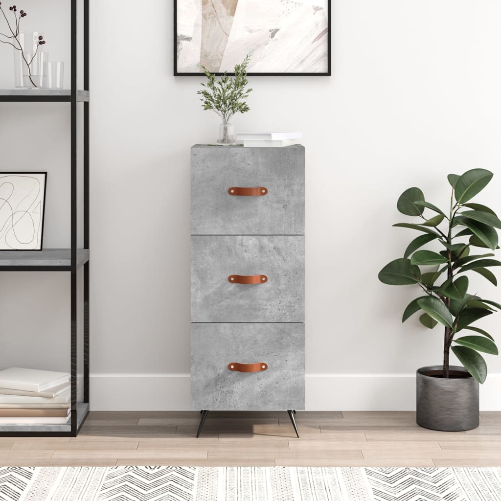 skænk 34,5x34x90 cm konstrueret træ betongrå