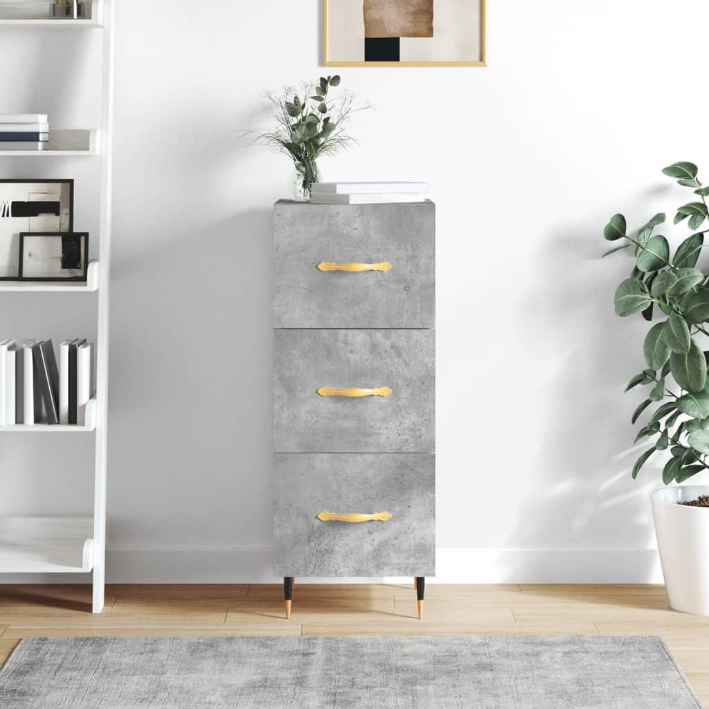 skænk 34,5x34x90 cm konstrueret træ betongrå