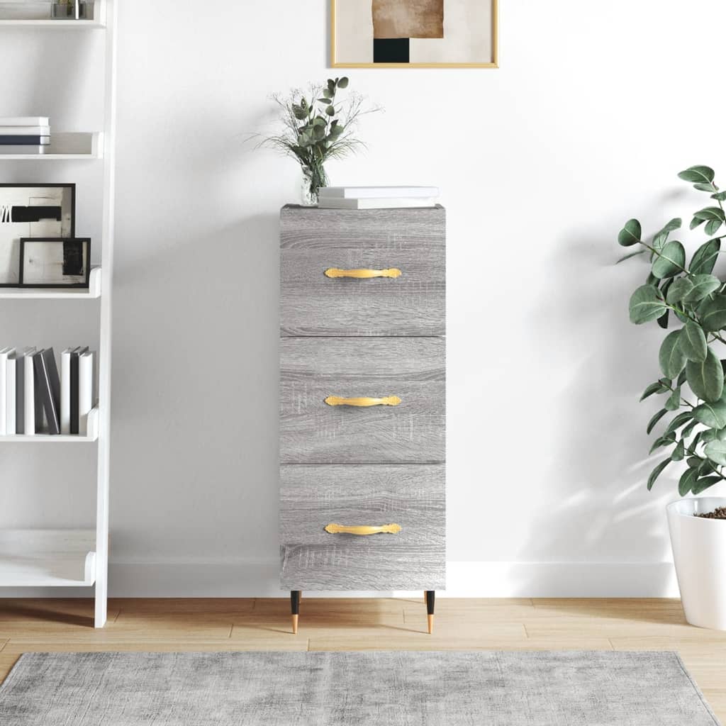 skænk 34,5x34x90 cm konstrueret træ grå sonoma-eg