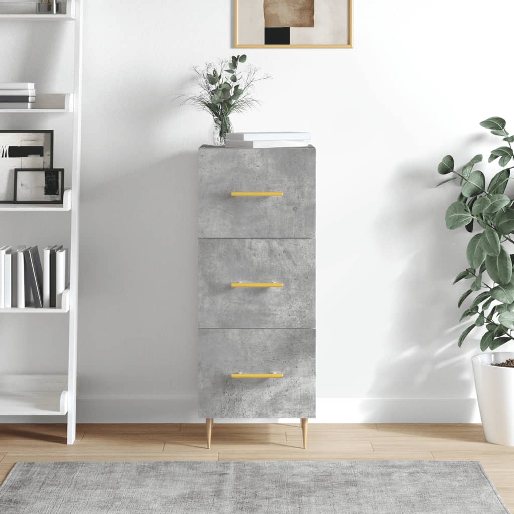 skænk 34,5x34x90 cm konstrueret træ betongrå