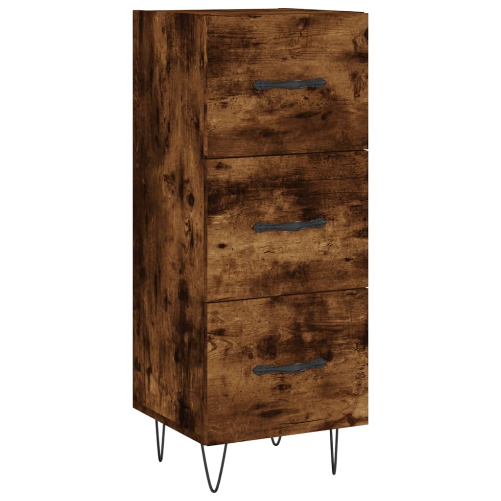 skænk 34,5x34x90 cm konstrueret træ røget egetræsfarve