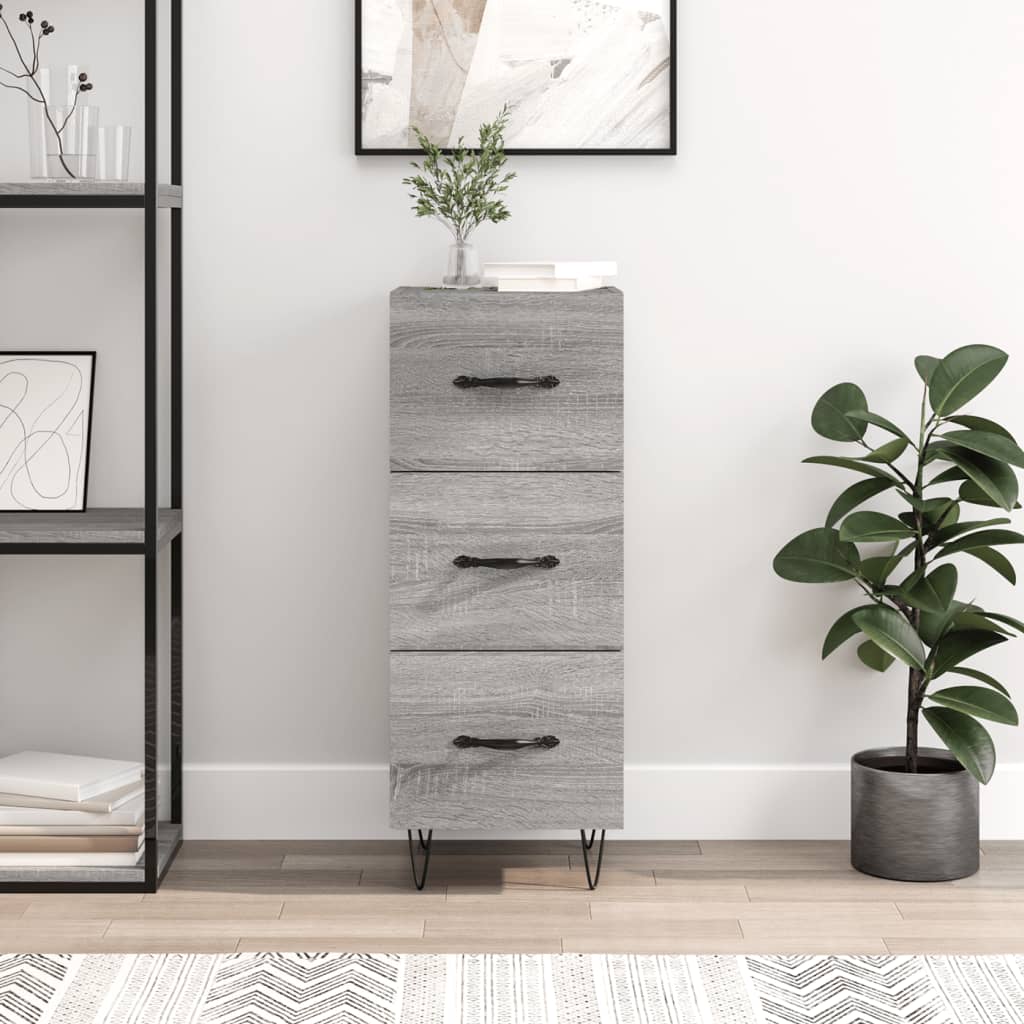 skænk 34,5x34x90 cm konstrueret træ grå sonoma-eg