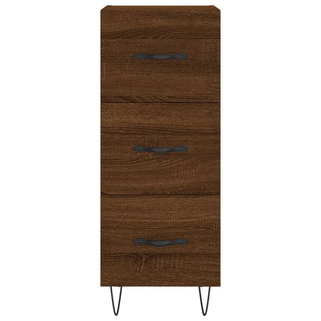 skænk 34,5x34x90 cm konstrueret træ brun egetræsfarve