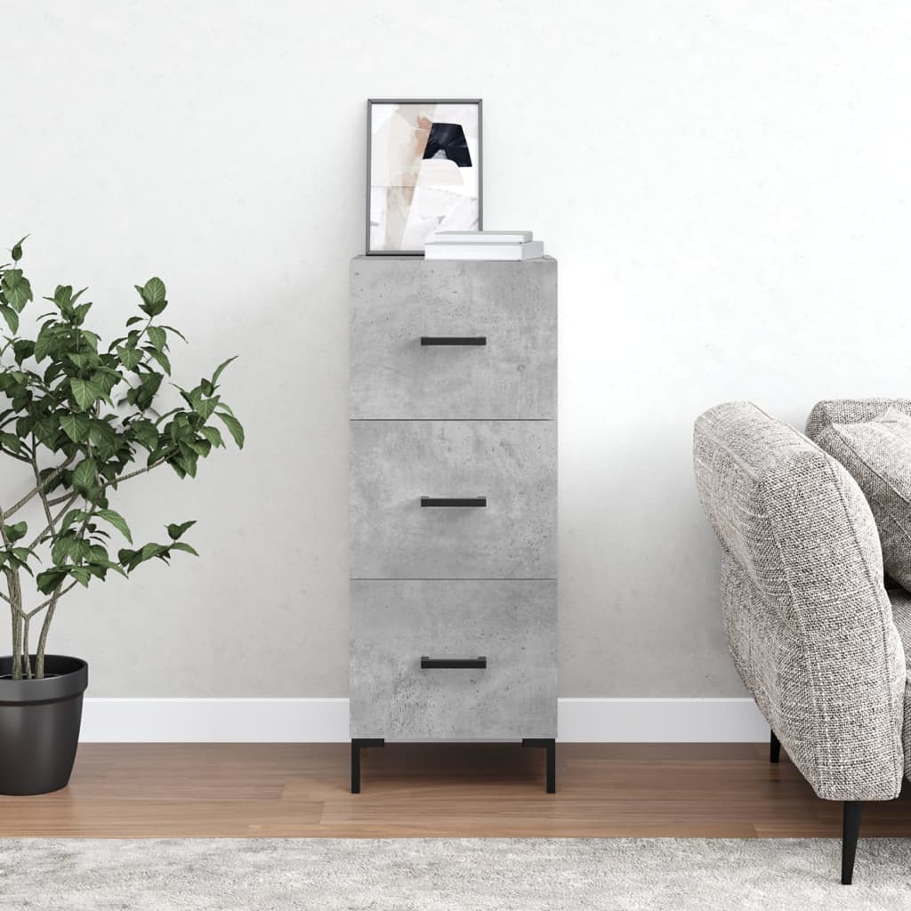 skænk 34,5x34x90 cm konstrueret træ betongrå