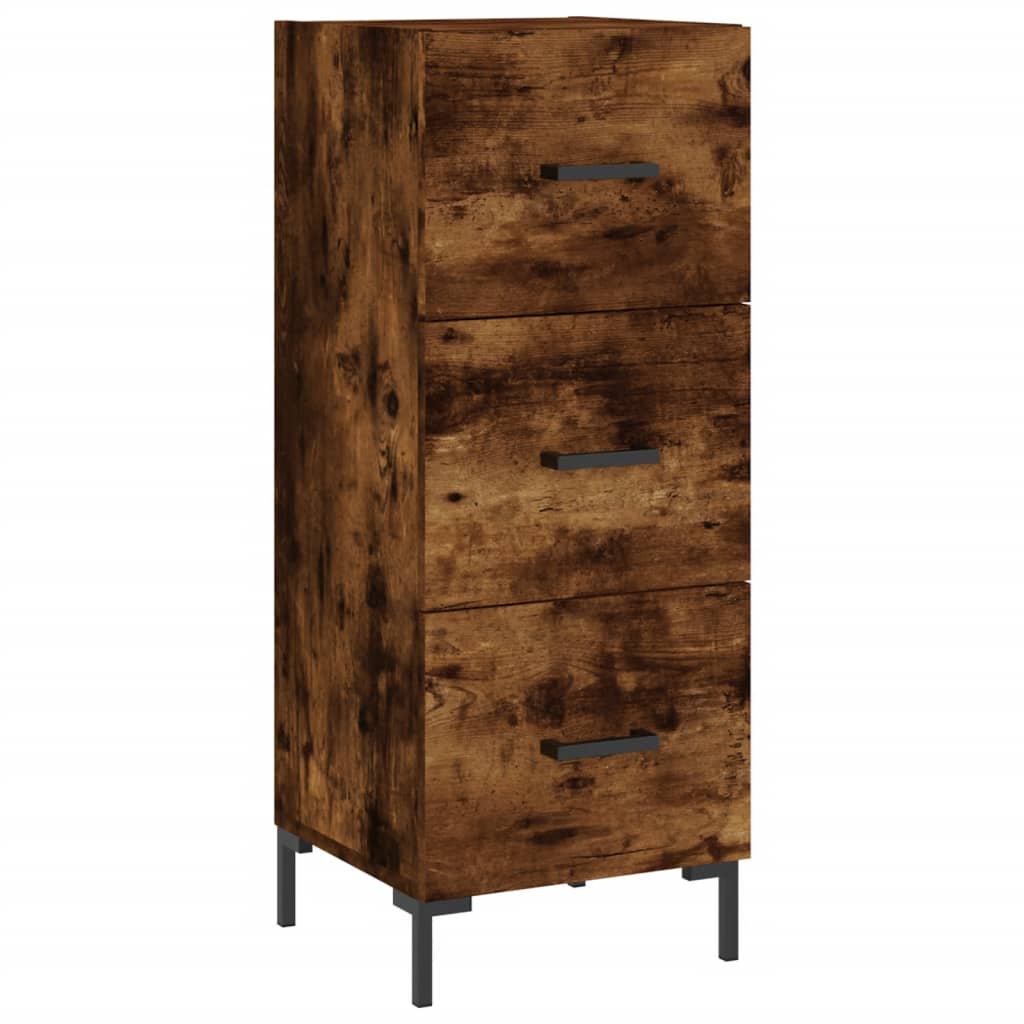skænk 34,5x34x90 cm konstrueret træ røget egetræsfarve