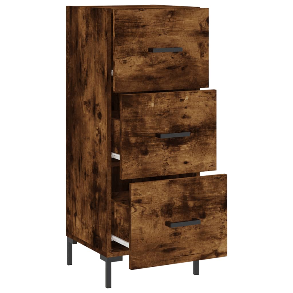 skænk 34,5x34x90 cm konstrueret træ røget egetræsfarve