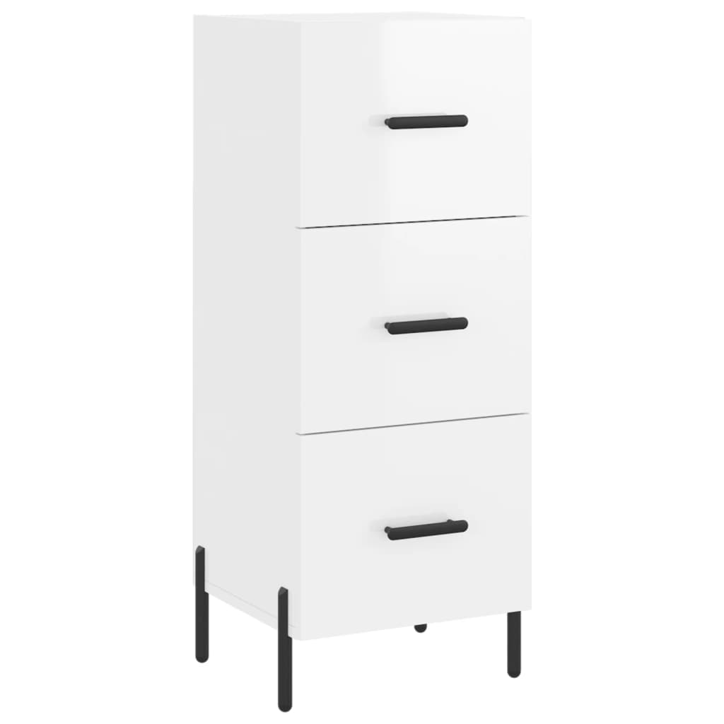 skænk 34,5x34x90 cm konstrueret træ hvid højglans