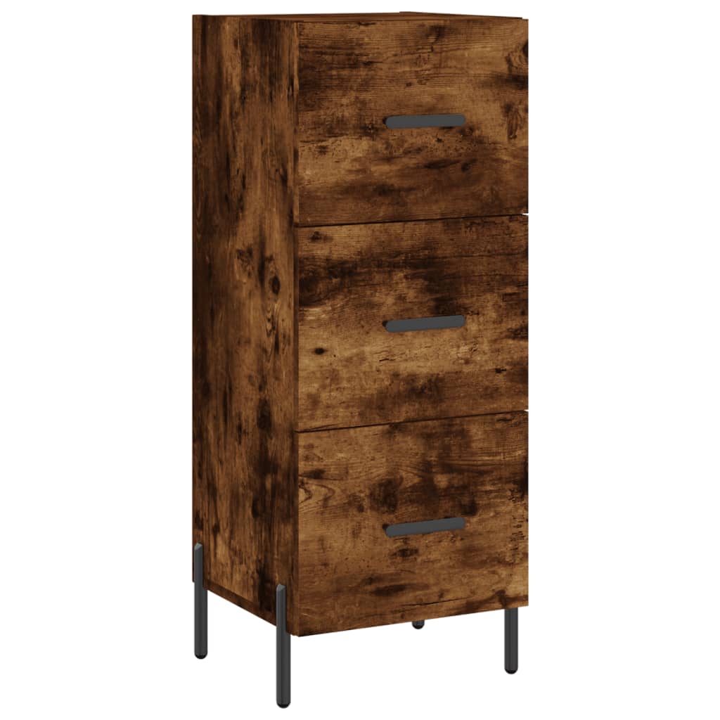 skænk 34,5x34x90 cm konstrueret træ røget egetræsfarve