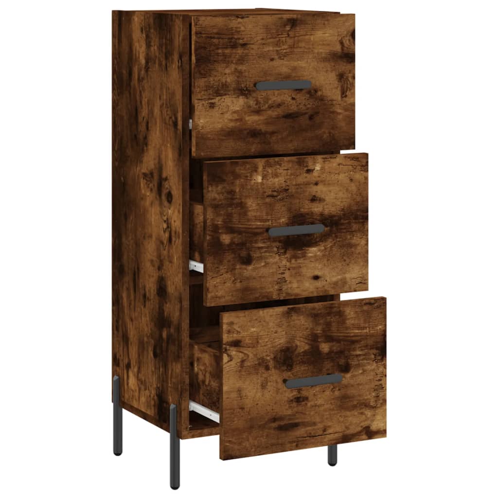 skænk 34,5x34x90 cm konstrueret træ røget egetræsfarve