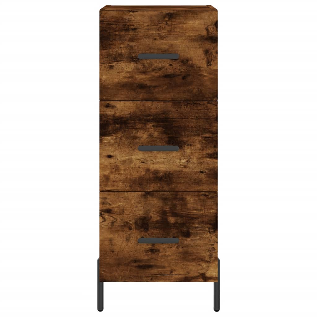 skænk 34,5x34x90 cm konstrueret træ røget egetræsfarve