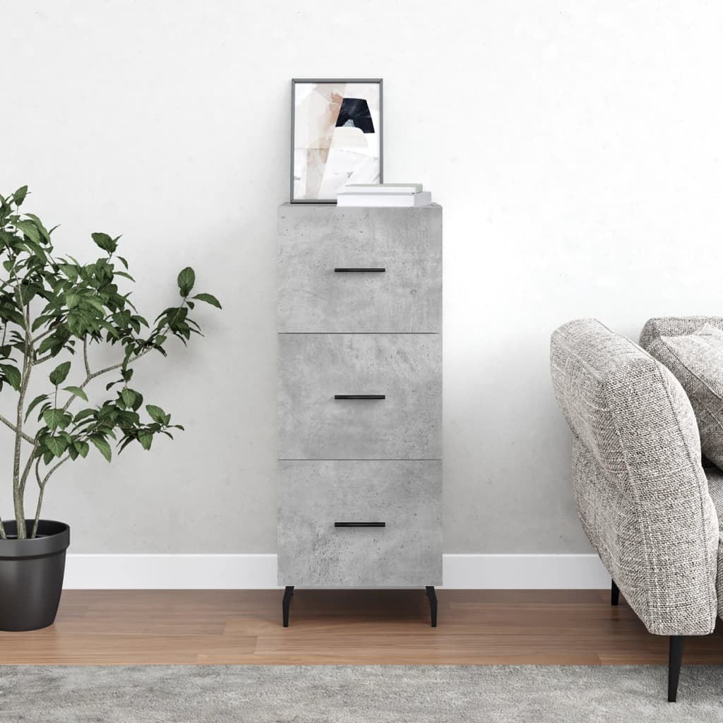 skænk 34,5x34x90 cm konstrueret træ betongrå
