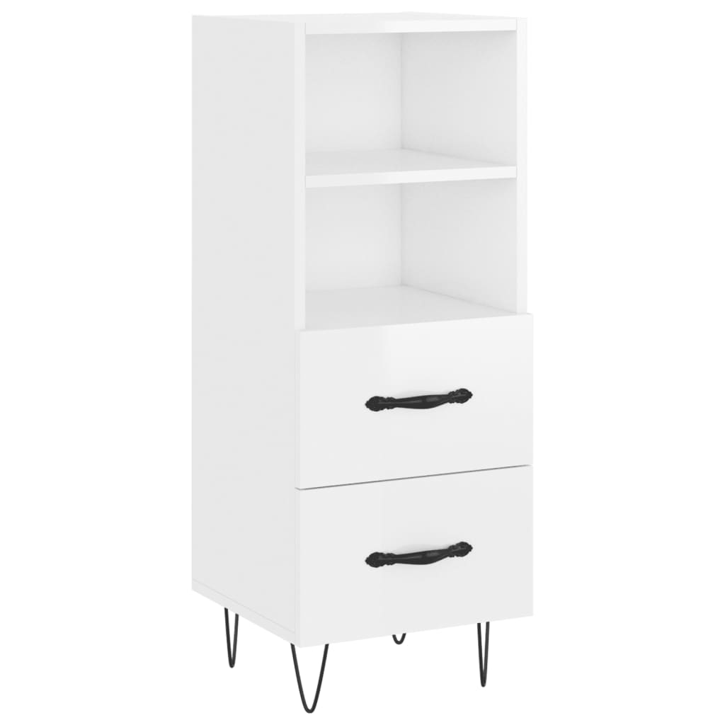 skænk 34,5x34x90 cm konstrueret træ hvid højglans