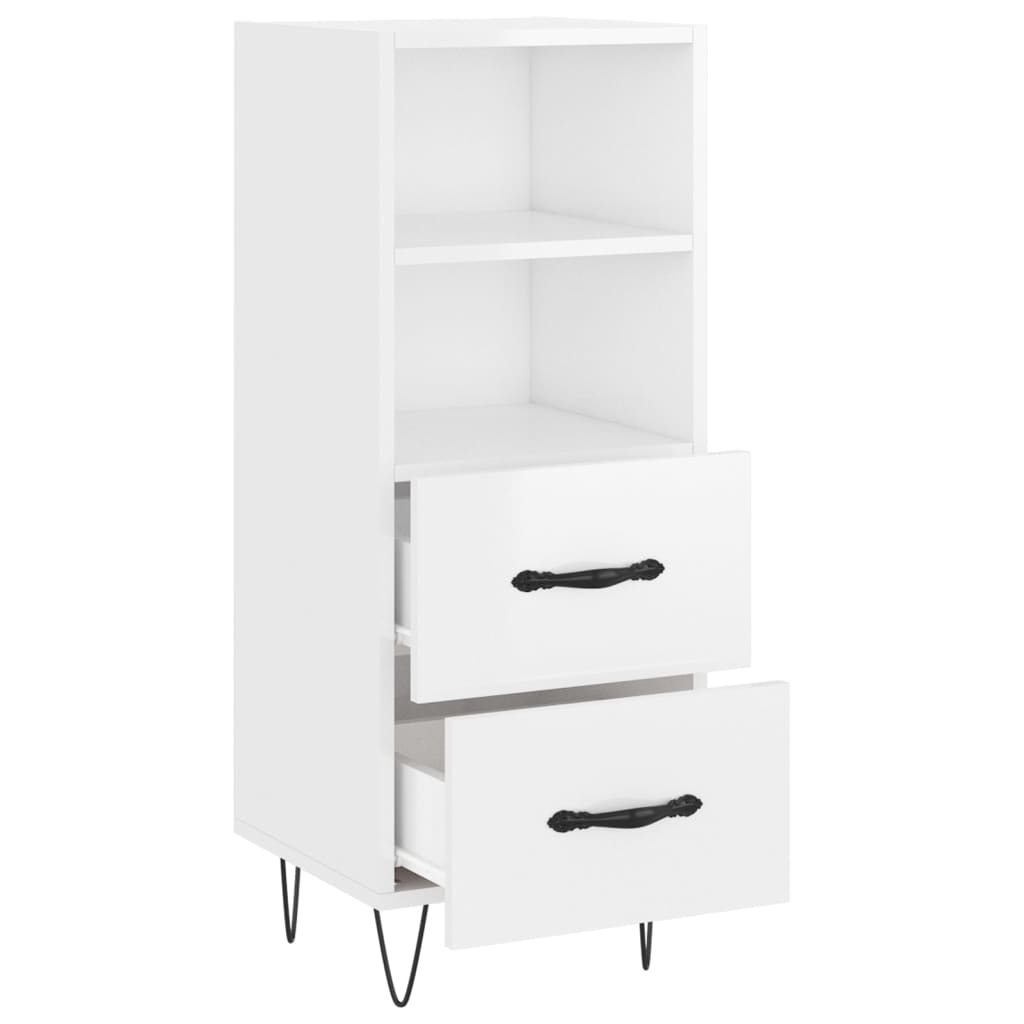 skænk 34,5x34x90 cm konstrueret træ hvid højglans