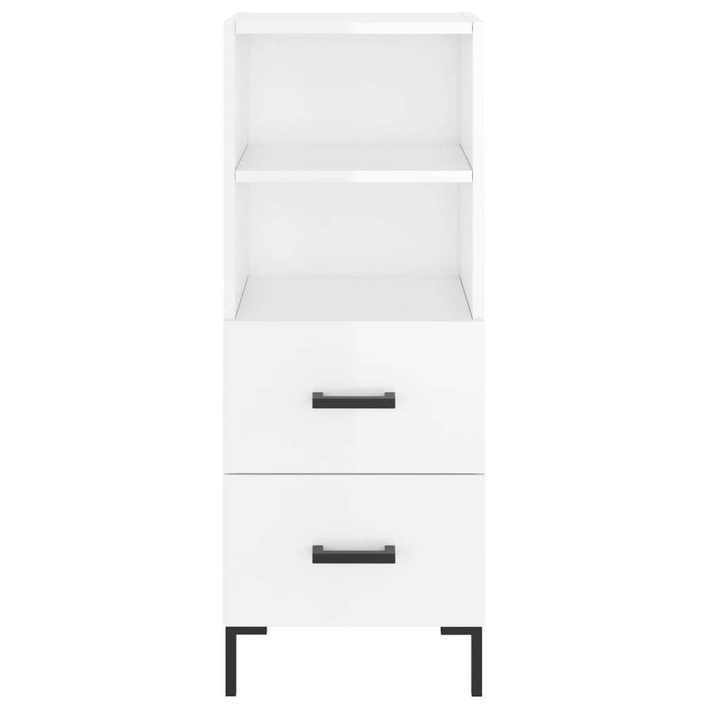 skænk 34,5x34x90 cm konstrueret træ hvid højglans