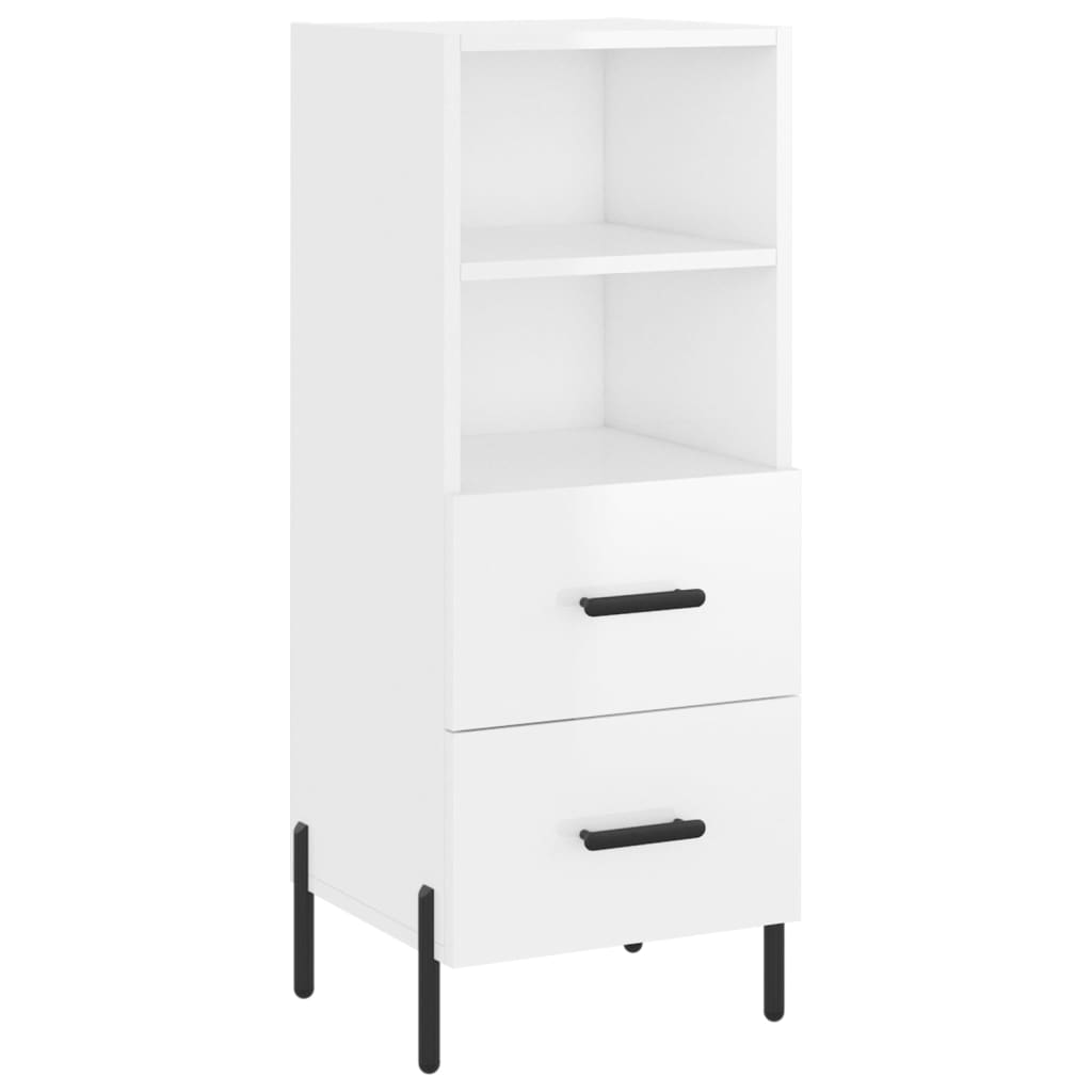 skænk 34,5x34x90 cm konstrueret træ hvid højglans