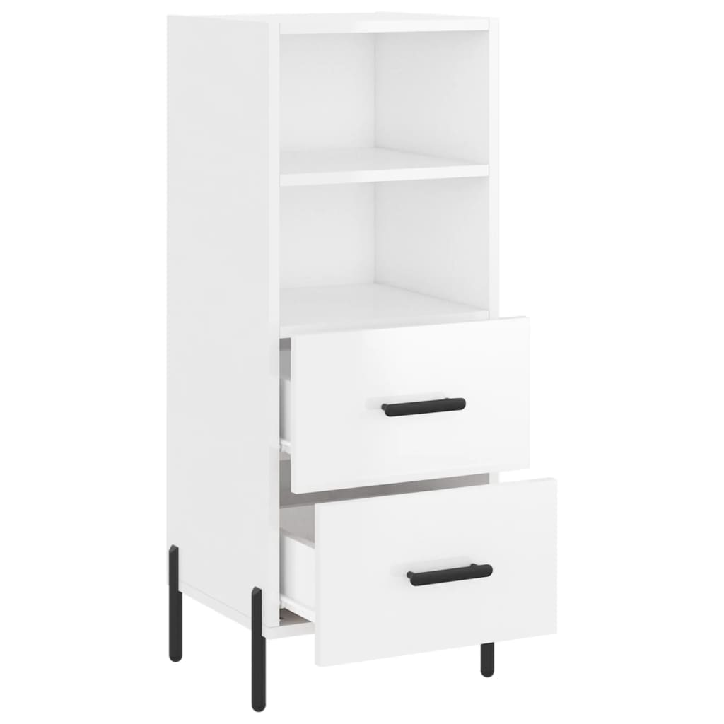 skænk 34,5x34x90 cm konstrueret træ hvid højglans
