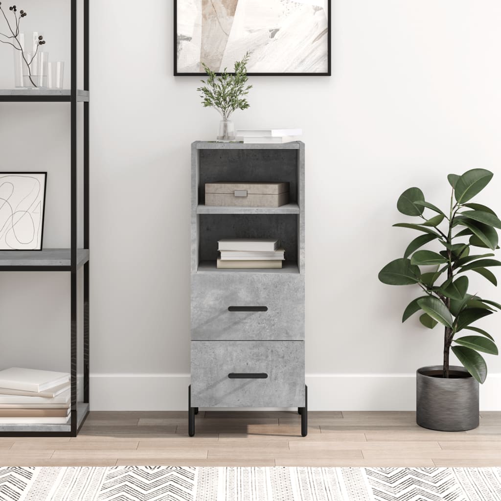 skænk 34,5x34x90 cm konstrueret træ betongrå